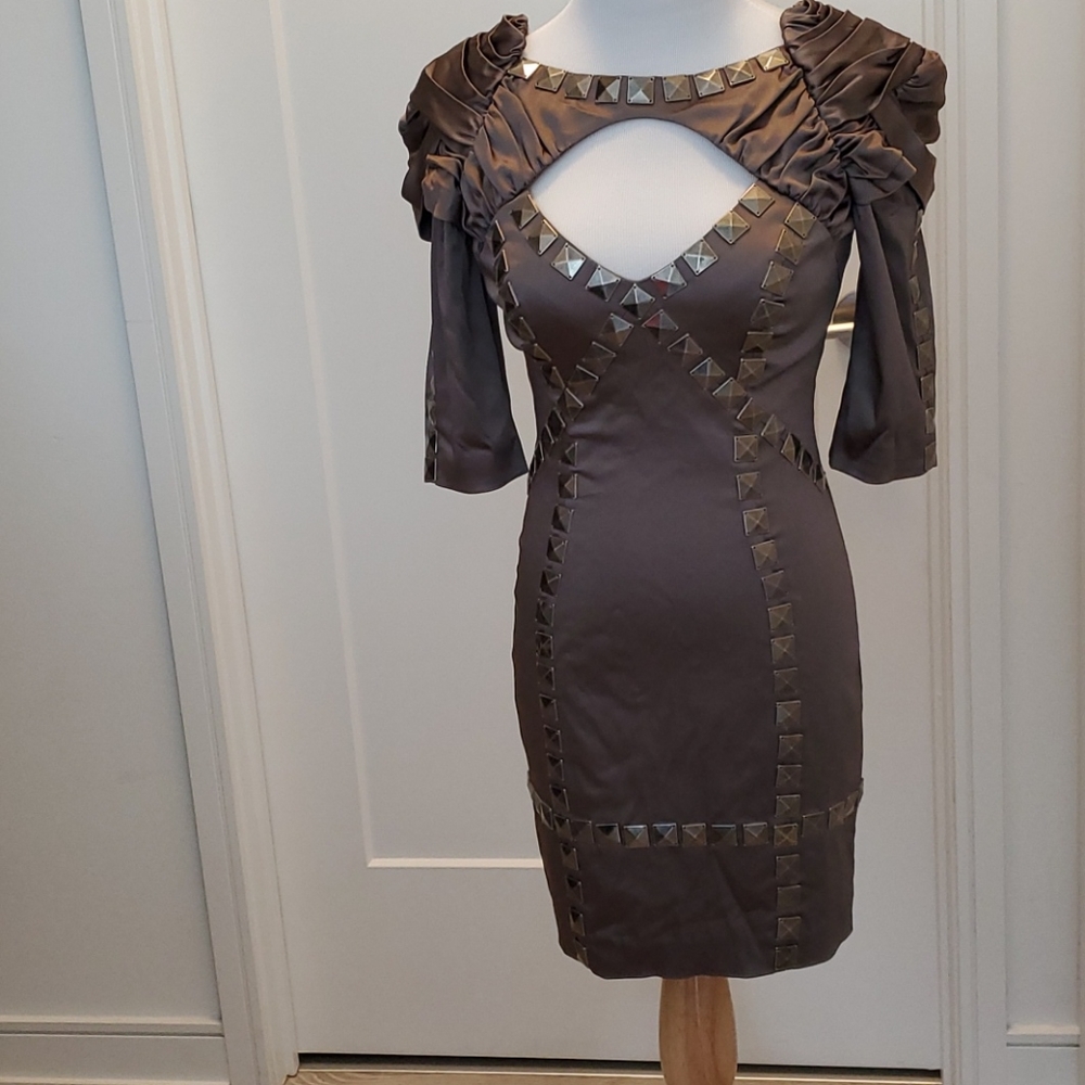 Jane Norman BodyCon Stud Party Nightclub Cutout Evening Mini Dress